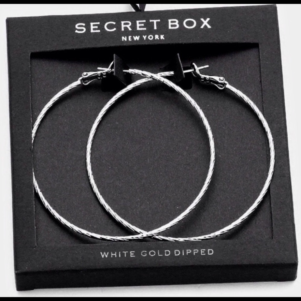 White gold glitter hoops